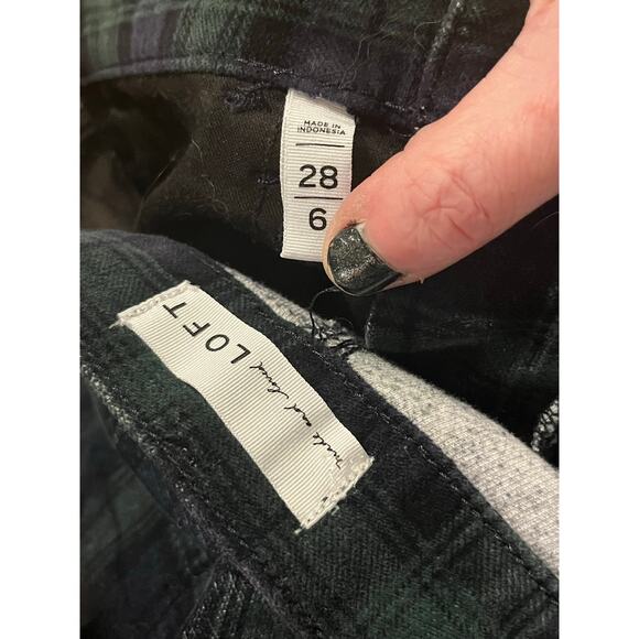 Loft Plaid Velvet Curvy Skinny Pants Size 6 / 28 preppy academia old money - Picture 7 of 8